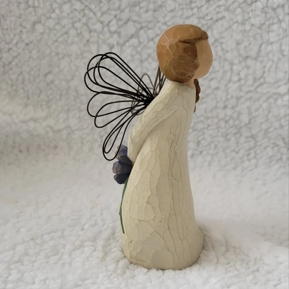 Willow tree female angel Thank You with purple flowers